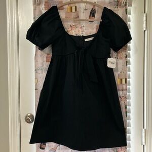 Black Puff Sleeve Dress-OS!
